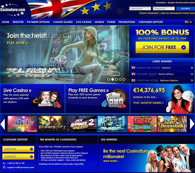 Online Casino Euro Home Page